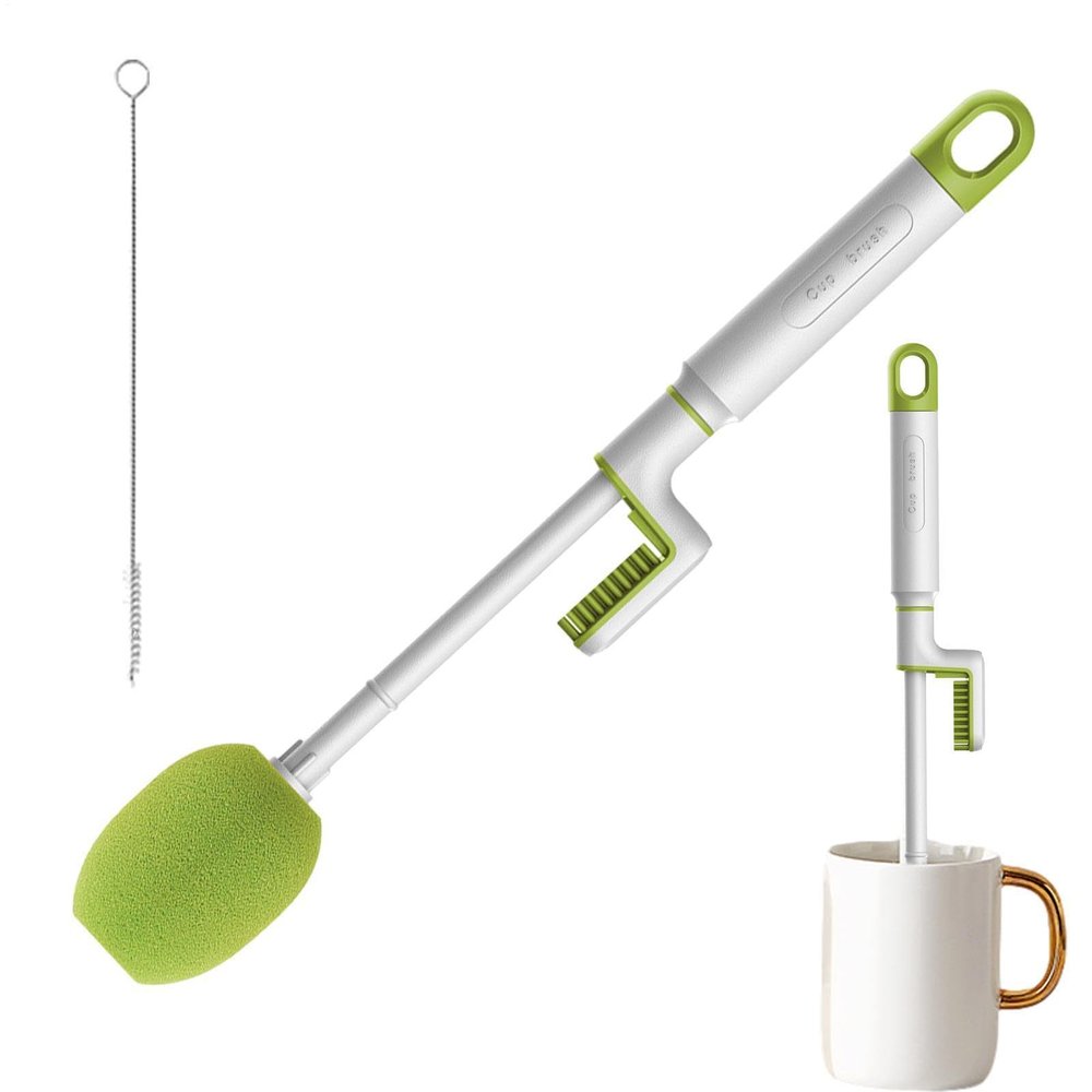 Water Bottle Cleaner Brush, Multifunctional Long-Handled Rotating Tool, Bottle Cleaning Brush for Lid, Glass, Kitchen, Wine Flask, Juicer, Blender, Travel, Washing Dishes, Pot, Mug