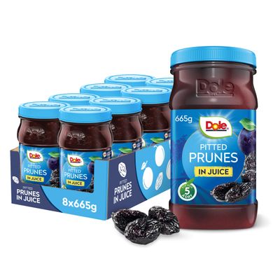 DOLE Pitted Prunes In Juice Jar 8x665g Fruit Pieces in Fruit Juice
