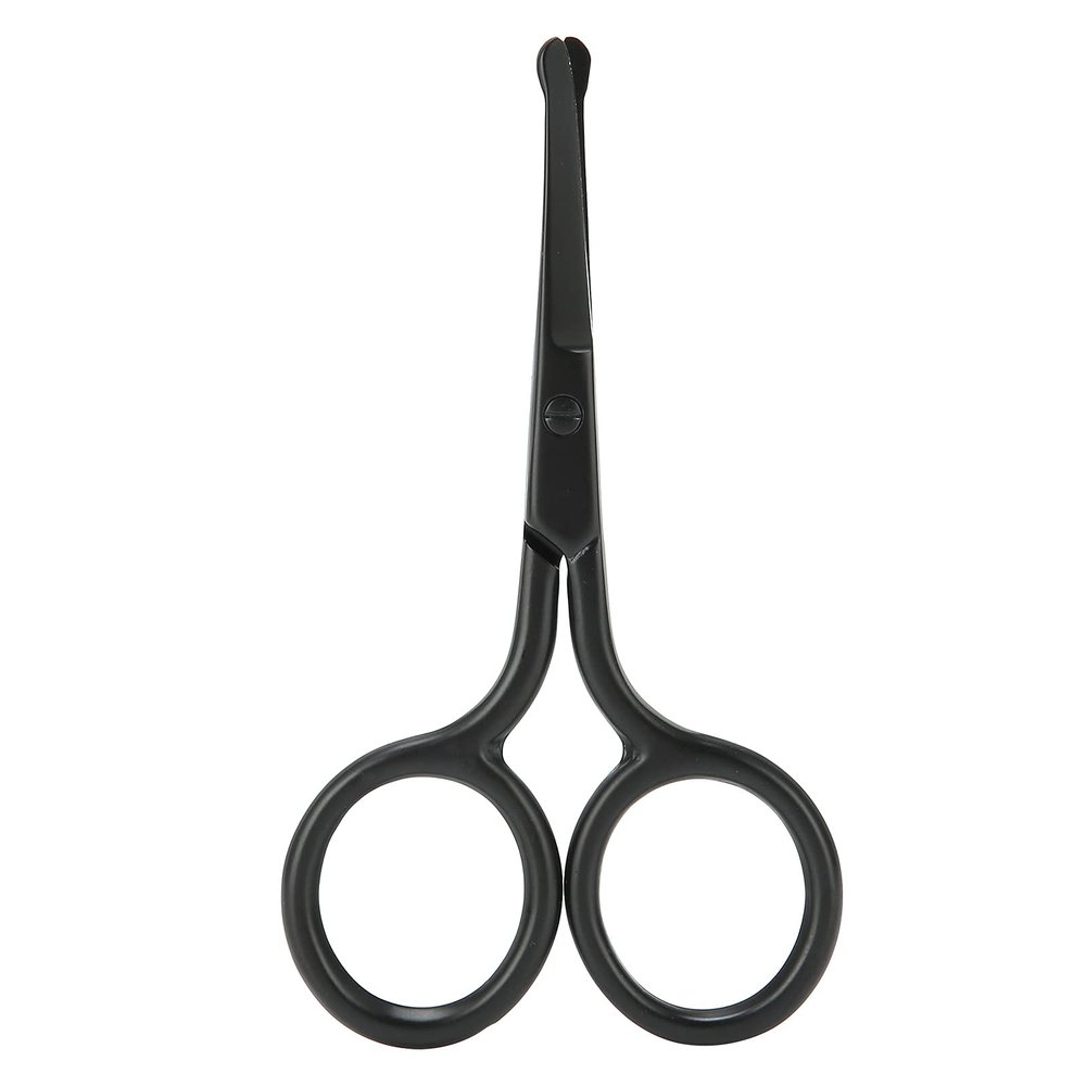 Rcniso Nose Hair Scissors, Rounded Tip, Precision Trimmer for Beard, Eyebrows, Facial Hair, Black Stainless Steel for Men and Women