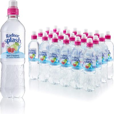 Radnor Splash Apple & Raspberry Sugar Free Flavoured Water 500ml (Pack of 24) | Sugar Free Fruit Flavoured Spring Water | Refreshing Low Calorie Hydration Drink