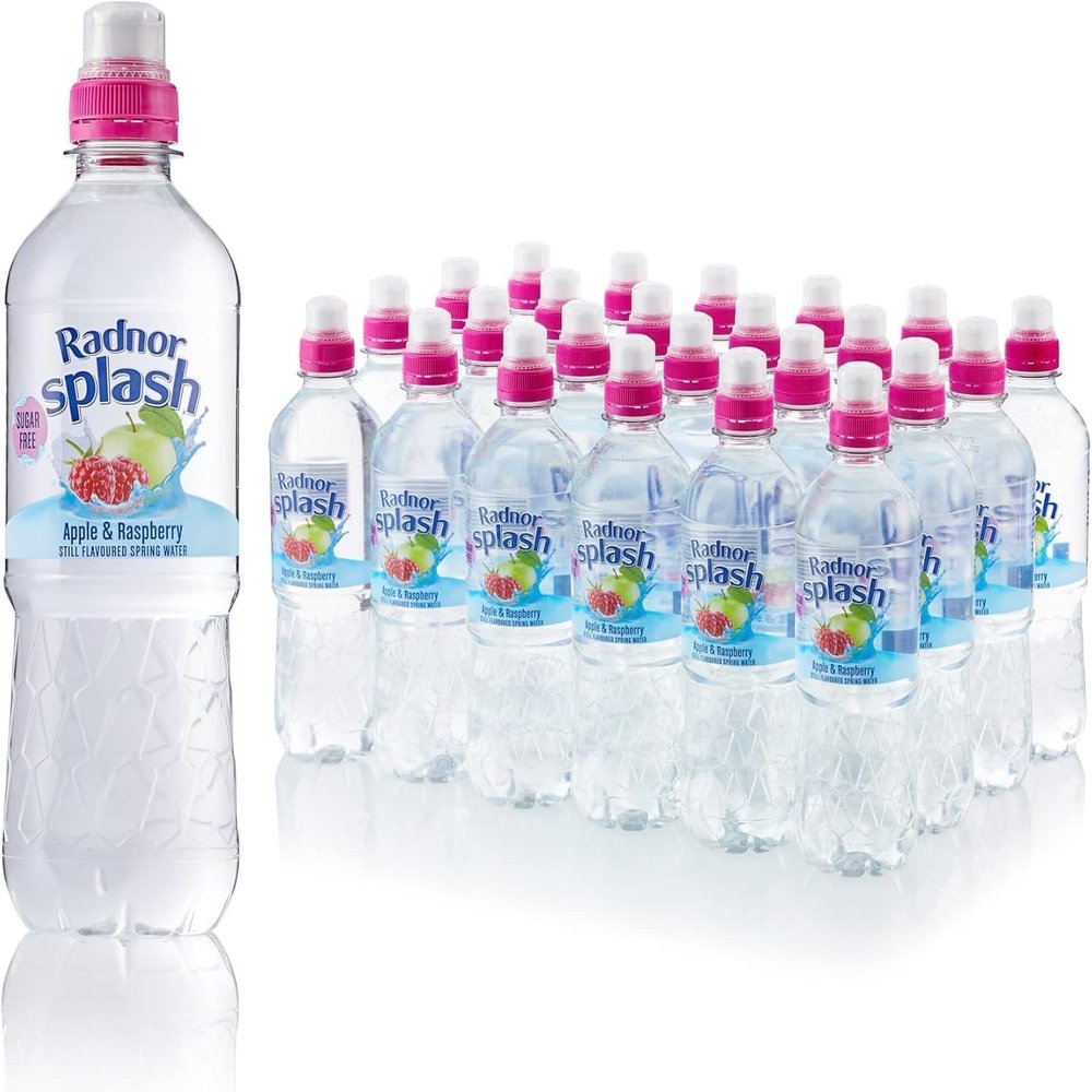 Radnor Splash Apple & Raspberry Sugar Free Flavoured Water 500ml (Pack of 24) | Sugar Free Fruit Flavoured Spring Water | Refreshing Low Calorie Hydration Drink