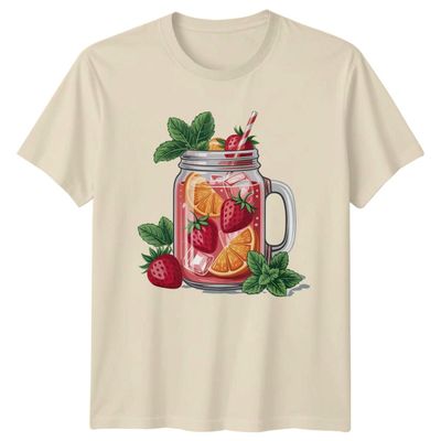 Sassy Souls Watercolor Strawberry Mason Jar Summer Fruit Drink T-Shirt Strawberry Lemonade Beverages Summer M
