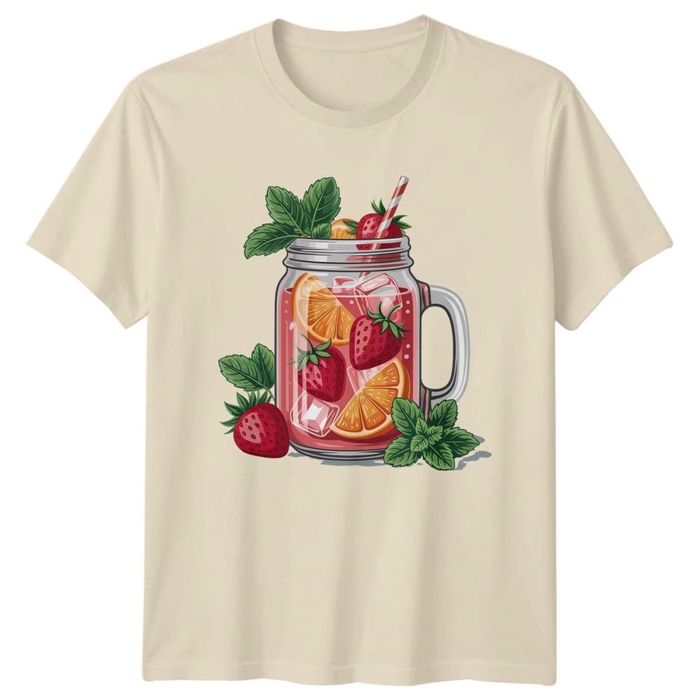 Sassy Souls Watercolor Strawberry Mason Jar Summer Fruit Drink T-Shirt Strawberry Lemonade Beverages Summer M