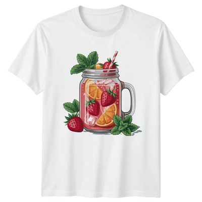 Sassy Souls Watercolor Strawberry Mason Jar Summer Fruit Drink T-Shirt Strawberry Lemonade Beverages Summer 5XL