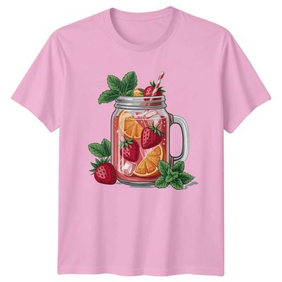 Sassy Souls Watercolor Strawberry Mason Jar Summer Fruit Drink T-Shirt Strawberry Lemonade Beverages Summer 3XL