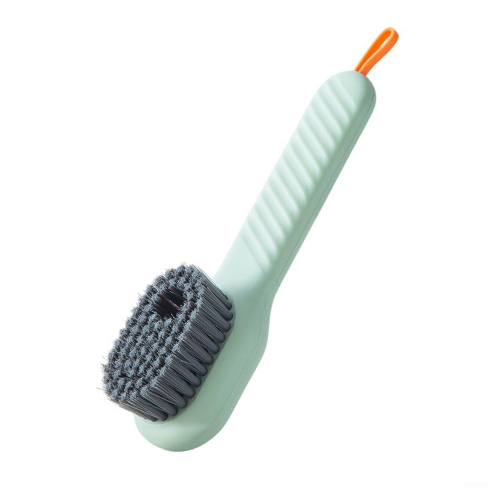HEIBTENY Liquid Dispensing Cleaning Brush With Long Handle Soft Bristle Scrubber For Shoes Kitchen Bathroom Tiled Walls And Countertops Ergonomic Design For Gentle(A)