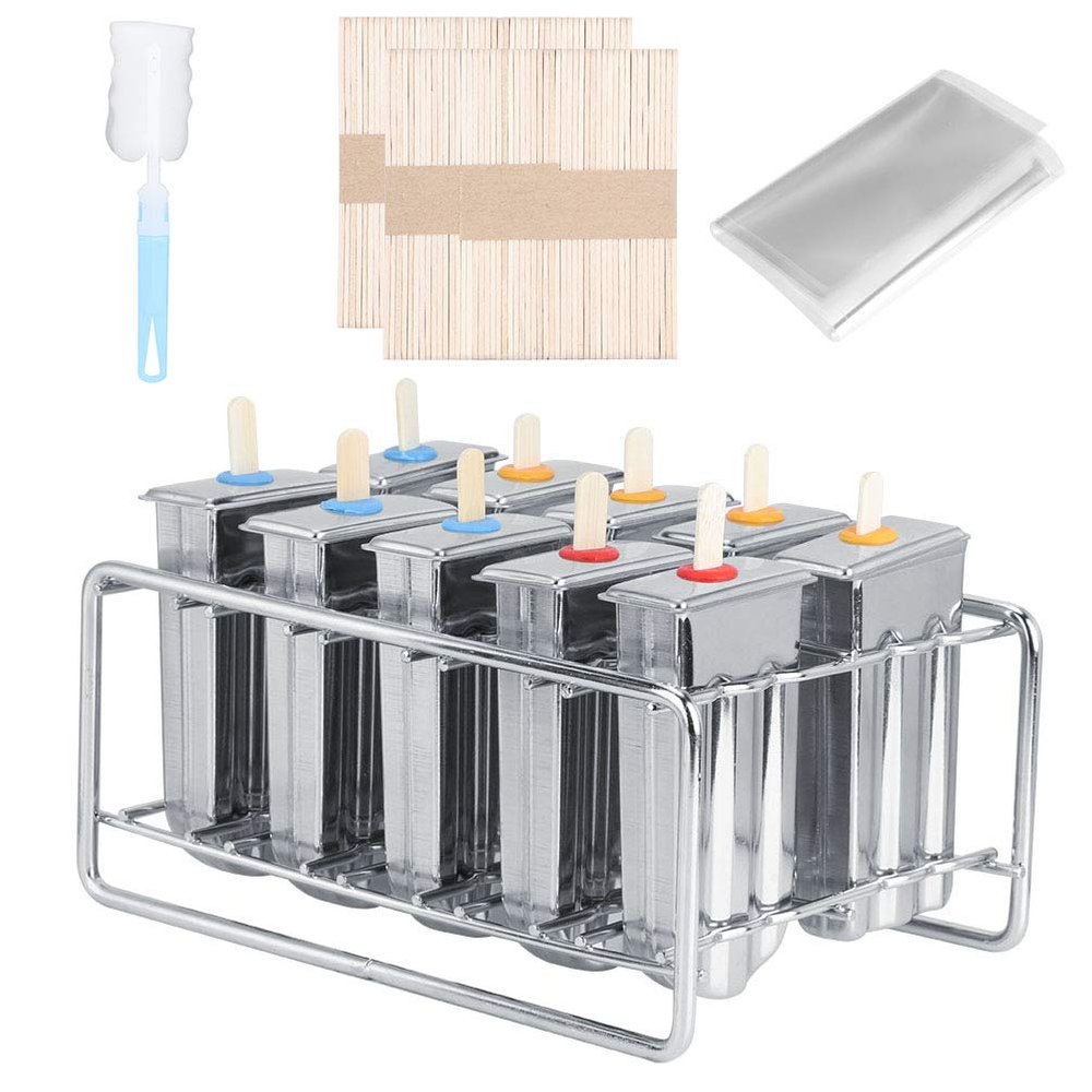 Stainless Steel Ice Cream, 10PCS with 120 Sticks, Food Grade Safe, for Homemade Popsicles in Household Kitchen