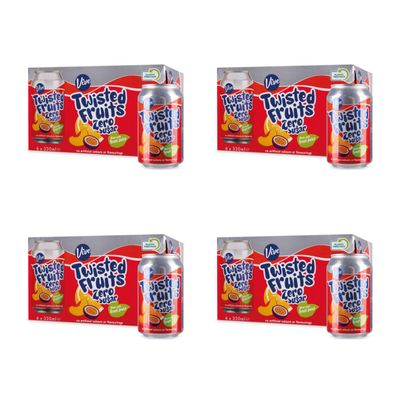 Bizzal VIVE Twisted Fruits Zero Sugar Fruit Juice Fizzy Drink, 330ml Cans, 24 Pack (4 x 6 Pack)