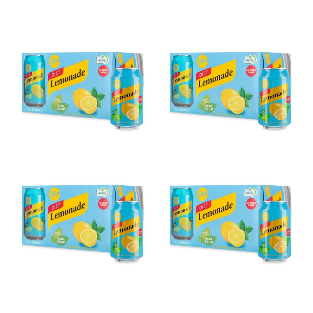 Bizzal Vive Diet Lemonade Cans, No Added Sugar, Made with Real Fruit, 330ml, 24 Cans (Pack of 4)