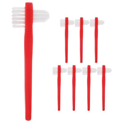 ROMISBABA 8pcs Double-Ended Denture Toothbrush with Soft Bristles Plastic Dental Retainer Brush for Thorough Cleaning of False Teeth and Reach Spaces