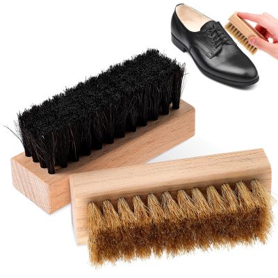 SKISUNO Suede Shoe Brush Cleaner Includes Cleaning Cloth 2 Pcs with Timber Handle and Bristles for Leather Shoes and Boots for Home