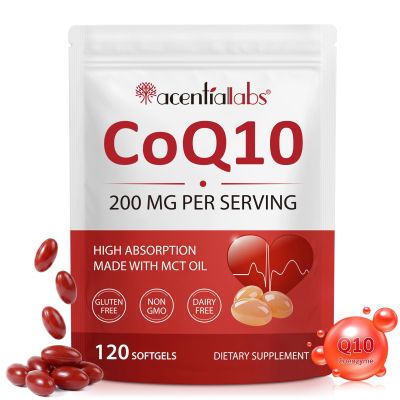 CoQ10 200mg Softgels with MCT Oil High Absorption Ubiquinone Coenzyme Q10 Supplement Antioxidant & Cellular Energy Support Gluten Free Non GMO 120 Softgels