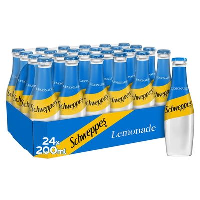 Schweppes Lemonade, Sparkling Lemon Flavour Soft Drink with Natural Flavouring, 200ml Glass Bottle