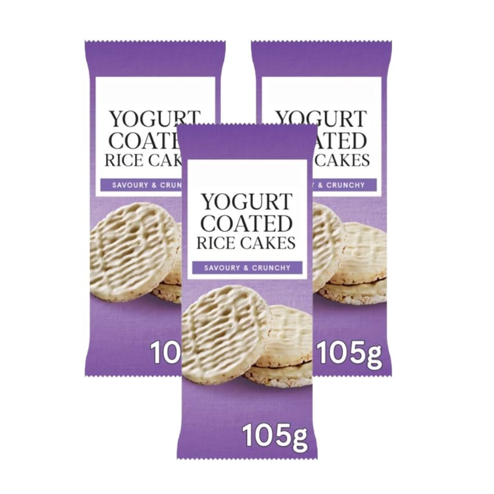 Yogurt Coated Rice Cakes, Pack of 3, 105g, Savoury and Crunchy, Made with Puffed Brown Rice, Suitable for Vegetarians