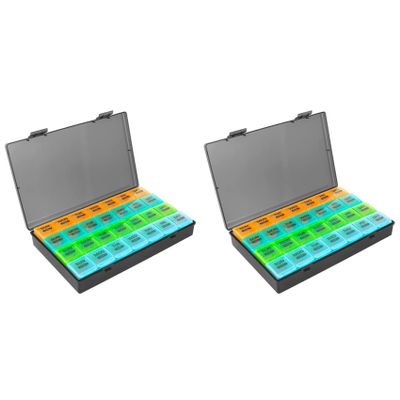Jnchdghwa 2X Monthly Pill Organizer 1 Time A Day, with 28 Compartments 4 Weeks Pill Dispenser Box with Flip Lids,Box Daily