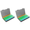 Jnchdghwa 2X Monthly Pill Organizer 1 Time A Day, with 28 Compartments 4 Weeks Pill Dispenser Box with Flip Lids,Box Daily view 1