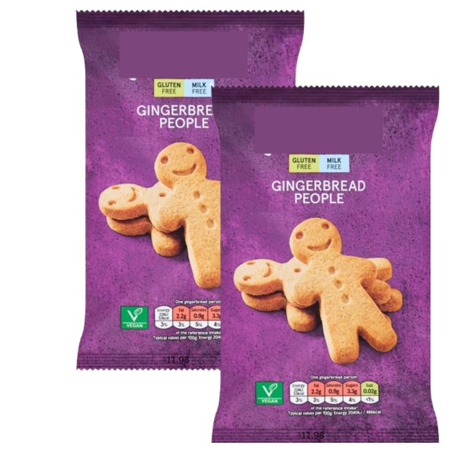 Gingerbread People, Pack of 2,154g, Gluten Free, Milk Free, Vegan, Lightly Spiced Biscuits