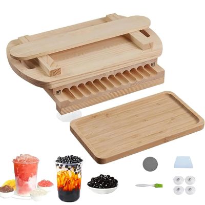 Manual Tapioca Pearl Maker Machine, Wooden Pearl Forming Tool for Milk Tea & Dessert Shops, Ideal for Making Sesame Pills and Creative Desserts