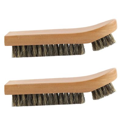 Abaodam 2pcs Arc-shaped Shoe Cleaning Brush Comfortable Wooden Handle and Sturdy Bristle for Home and Store Use, Not Easily Deformed Shoe Care Accessory