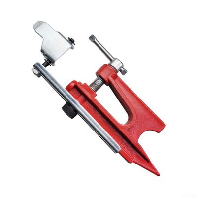 Chainsaw Guide Bar Support Bracket: Red Metal Toothed Vise For Secure Chain Sharpening, For Easy Maintenance Tool Compatible With Most Models, Sturdy