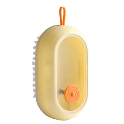 BTOSEP Soap Dispensing Scrub Brush Efficient Multifunctional Cleaning Tool for Home Shoes 12x6.5x2.5cm 1 Unit (Yellow)