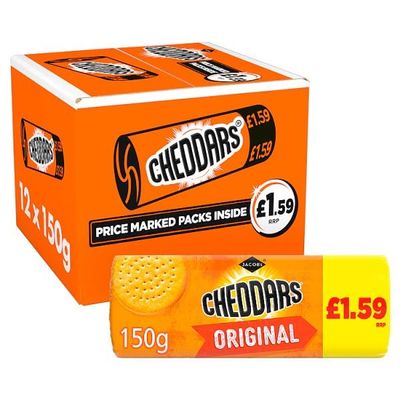 Jacob's Baked Cheddars Cheese Crackers 150g PMP 1.59 | Case of 12