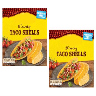 Crunchy Taco Shells, 12 Pieces, 156g, Preservative Free, Gluten Free, Suitable for Vegetarians,Pack Of 2