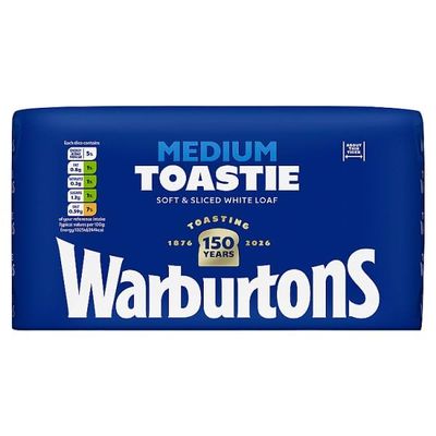 Warburtons Medium Toastie Soft & Sliced White Loaf 800g | Case of 1