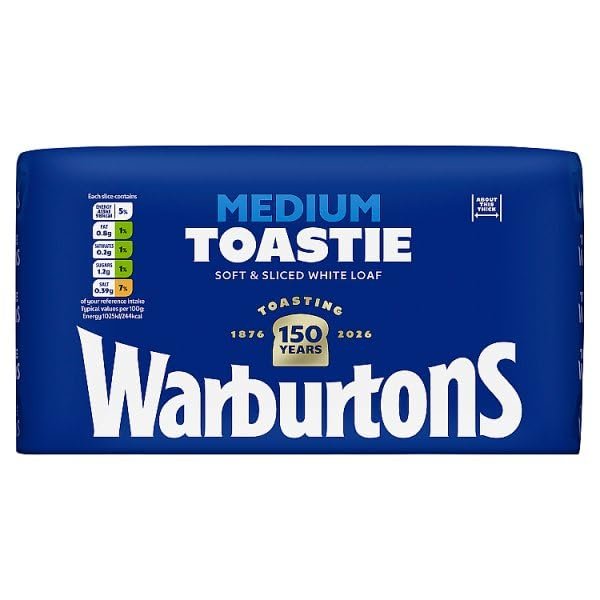 Warburtons Medium Toastie Soft & Sliced White Loaf 800g | Case of 1