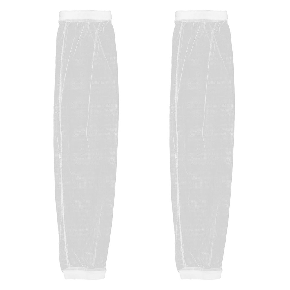 OSOLADY 2pcs Mosquito Netting for Adults: Mosquito Protection Arm Mesh Sleeves Breathable Net Cover for Camping Fishing Summer Activities Bugs Prevention, White