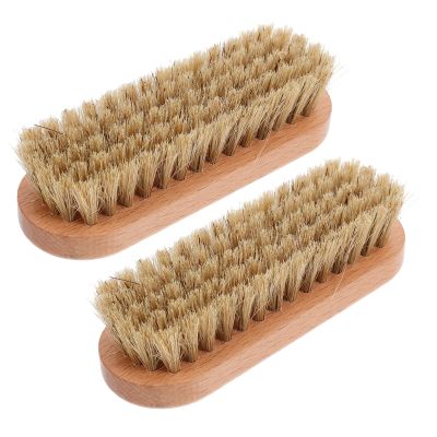 Mikikit 2pcs Cleaning Brush Set with Wood Handle and Supple Bristle Design for Kitchen, Shoe, and Boot Cleaning, Sturdy and Effective Scrubbing Brush for Home Use