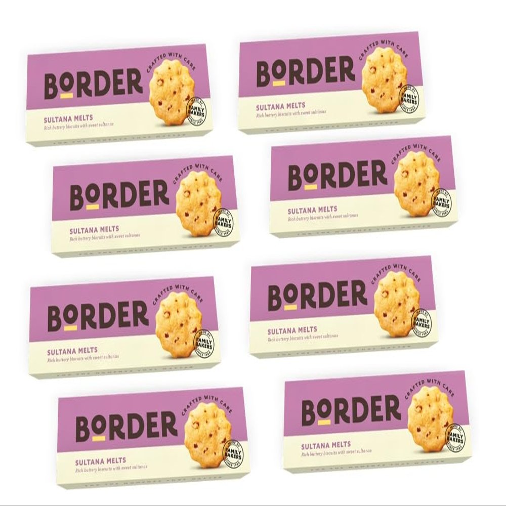 Border Biscuit Sultana Melts - Made with Real Butter & Sultanas - Delicious, Perfect Food Gift for Biscuit Lovers on Mothers, Fathers and Christmas, Available for Hamper (Pack of 8)