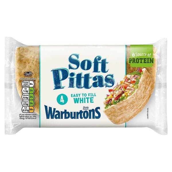 Warburtons 4 White Soft Pittas | Case of 1