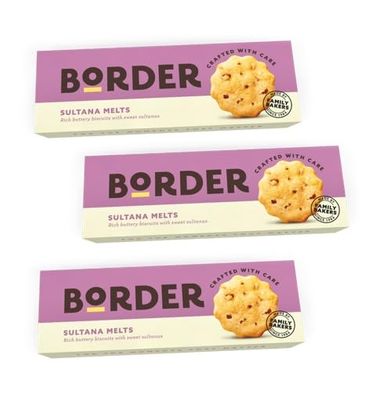 Border Biscuit Sultana Melts - Made with Real Butter & Sultanas - Delicious, Perfect Food Gift for Biscuit Lovers on Mothers, Fathers and Christmas, Available for Hamper (Pack of 3)