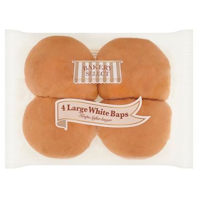 Bakery Select 4 Large White Baps | Case of 12