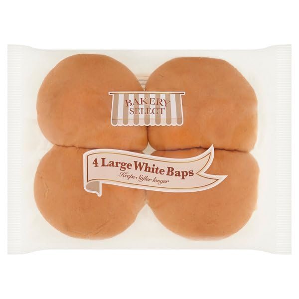 Bakery Select 4 Large White Baps | Case of 12