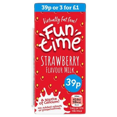 Fun Time Strawberry Flavour Milk 200ml | Case of 30