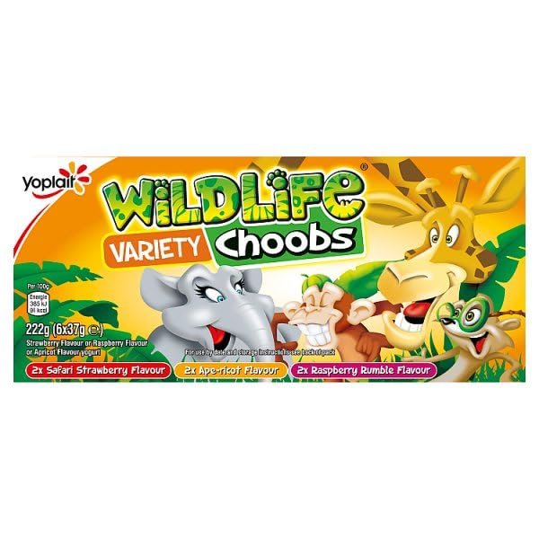 Wildlife Choobs Kids Strawberry, Raspberry & Apricot Yoghurt Tubes 6 x 37g | Case of 12