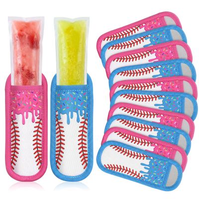 Rtteri 12 Pack Ice Cream Drip Baseball Freeze Pop Sleeve for Teens Reusable Ice Pop Sleeves for Baseball Lovers Summer Birthday Party Favors