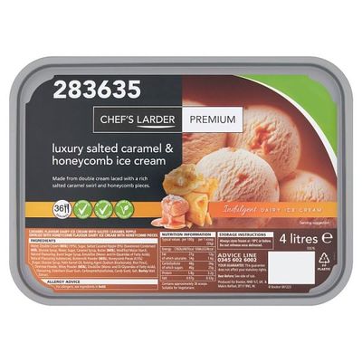 Chef's Larder Premium Luxury Salted Caramel & Honeycomb Ice Cream 4 Litres | Case of 1