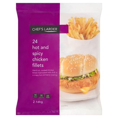 Chef's Larder 24 Hot and Spicy Chicken Fillets 2.16kg | Case of 4