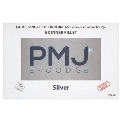 PMJ Foods Silver 70% Large Single Chicken Breast with Added Water 160g+ 10kg | Case of 1