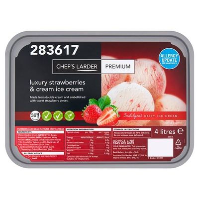 Chef's Larder Premium Luxury Strawberries & Cream Ice Cream 4 Litres | Case of 1