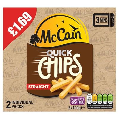 McCain Straight Quick Chips 2 x 100g (200g) | Case of 1