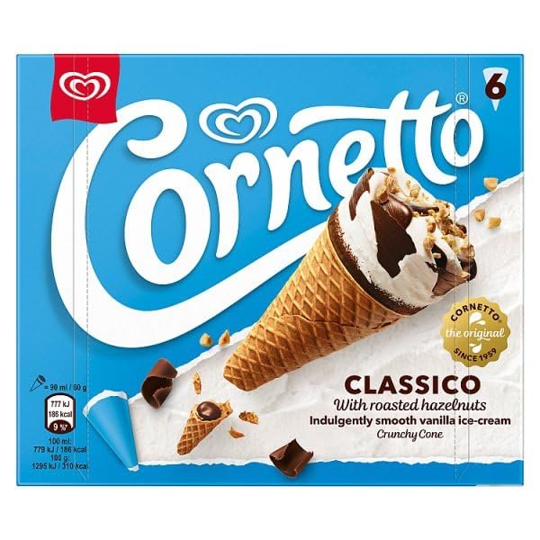 Cornetto Classico Ice Cream Cones 6 x 90ml | Case of 6