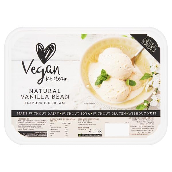 Vegan Ice Cream Natural Vanilla Bean Flavour Ice Cream 4 Litres | Case of 6