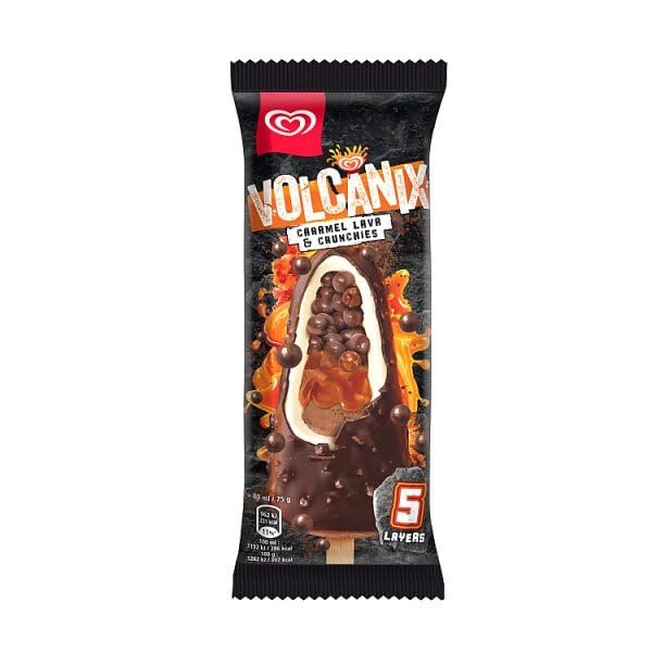 Wall's Volcanix Caramel Lava & Crunchies Ice Cream Stick 80ml | Case of 24
