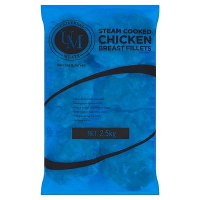 Universal Meats Steam Cooked Chicken Breast Fillets 2.5kg | Case of 1