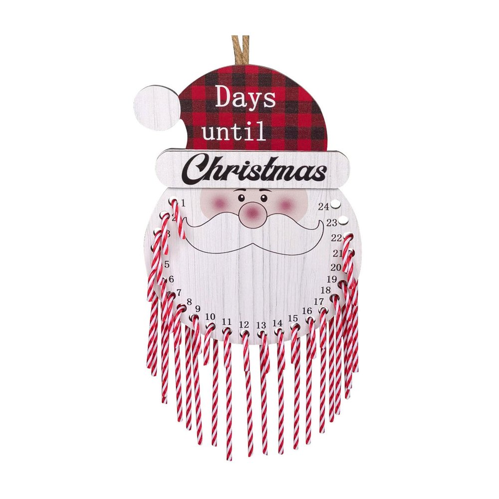 Christmas Countdown Ornament Wood Santa Shape for Exciting Holiday Celebrations Party Ornaments Countdown Ornament