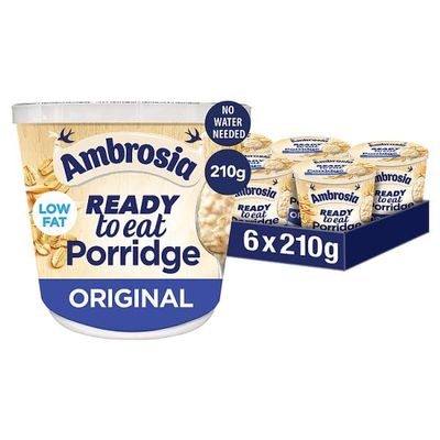 Ambrosia Ready to Eat Porridge Oat Cereal Pot Original 210g | Case of 6